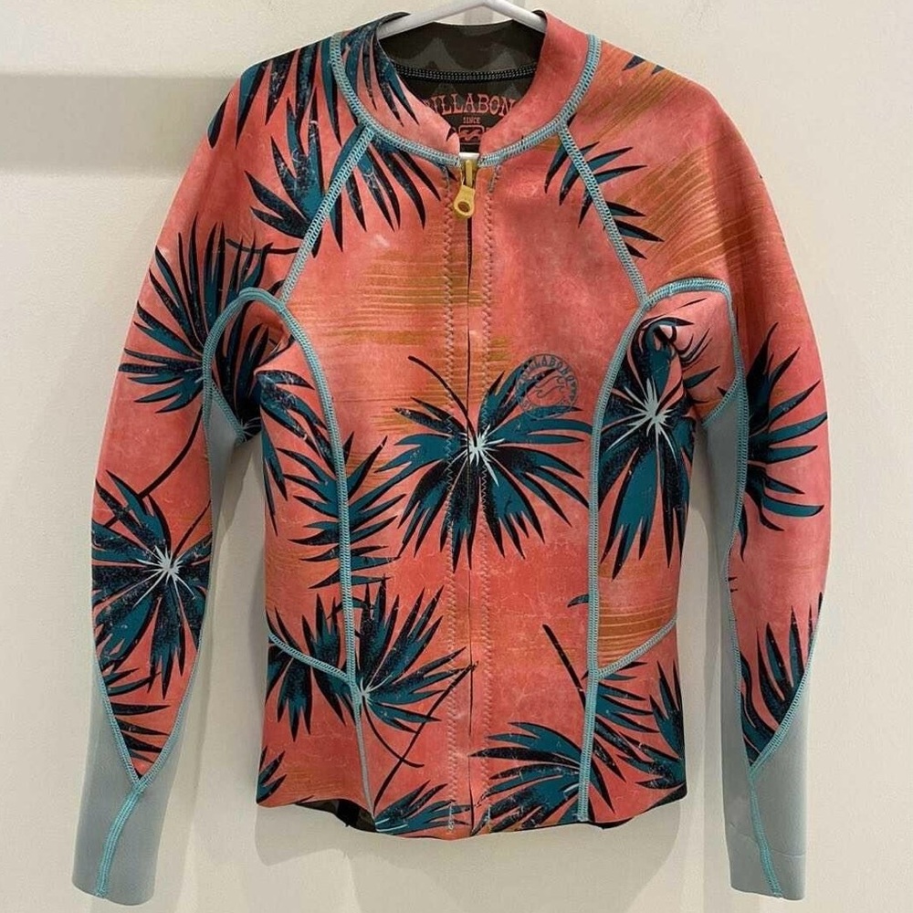BILLABONG - Tropical Print Pink and Blue Wetsuit Jacket